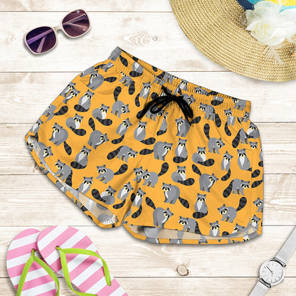 Cute Raccoon Pattern Print Women's Shorts
