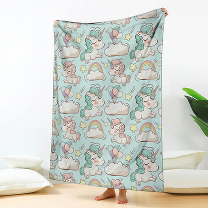 Cute Rainbow Unicorn Pattern Print Blanket