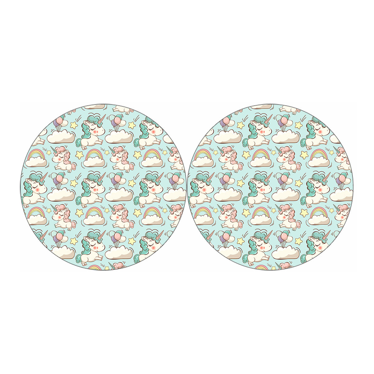 Cute Rainbow Unicorn Pattern Print Car Coasters