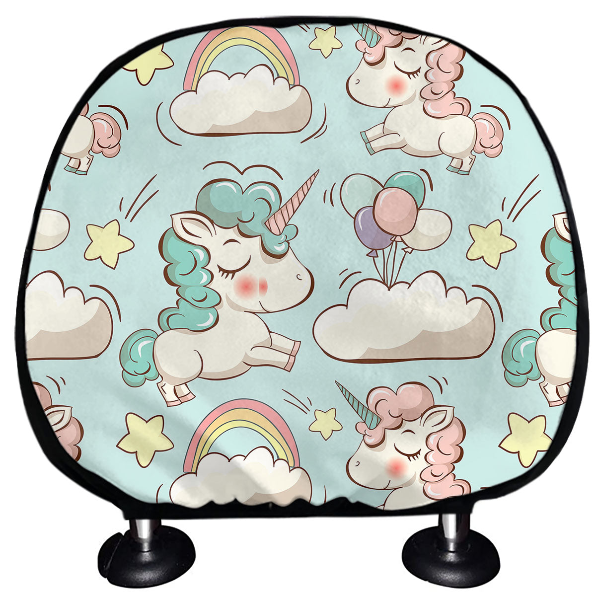 Cute Rainbow Unicorn Pattern Print Car Headrest Covers