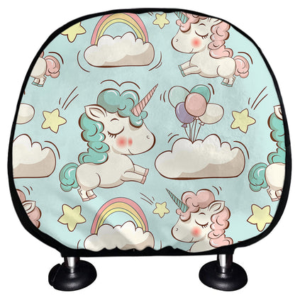 Cute Rainbow Unicorn Pattern Print Car Headrest Covers