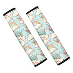 Cute Rainbow Unicorn Pattern Print Car Seat Belt Covers