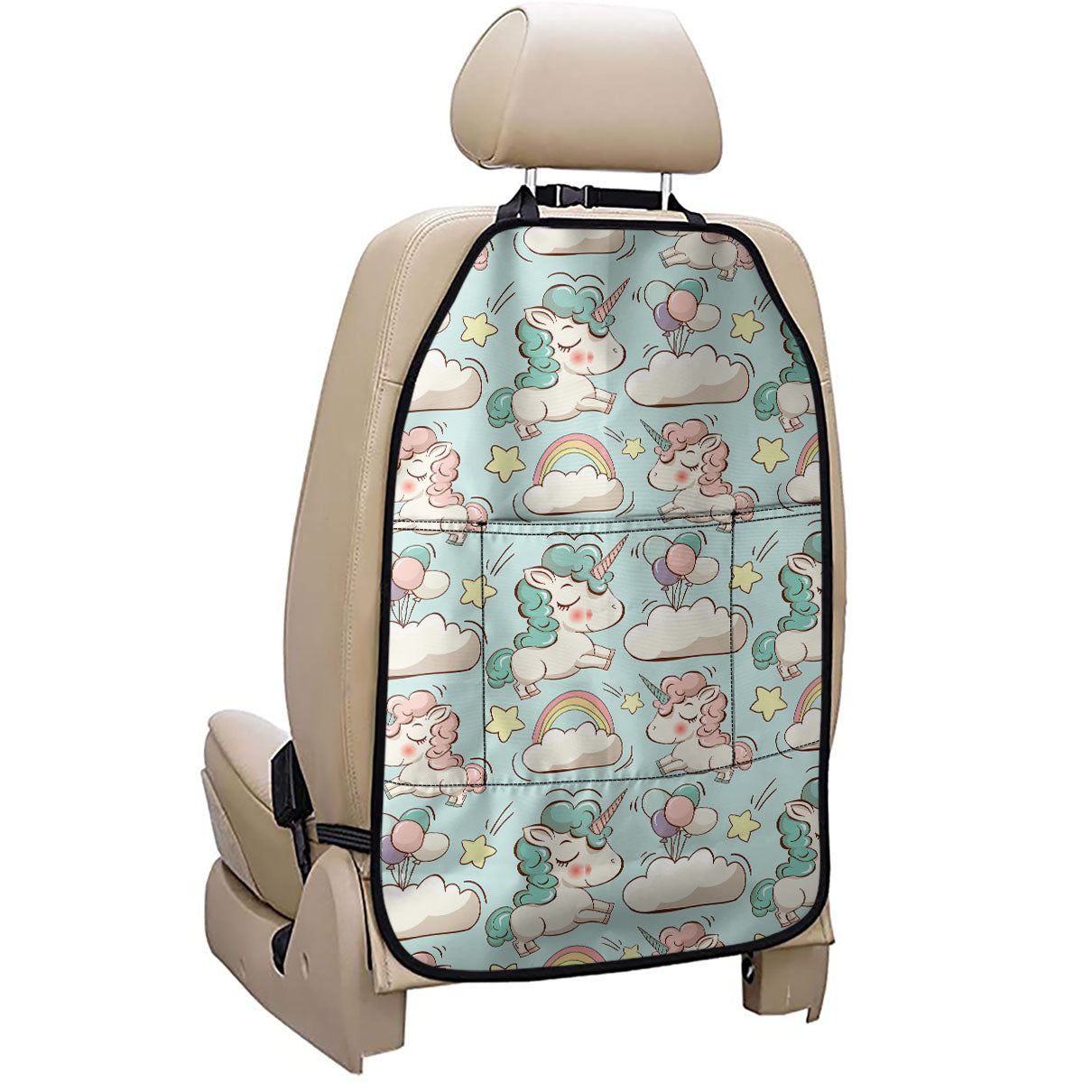 Cute Rainbow Unicorn Pattern Print Car Seat Organizers
