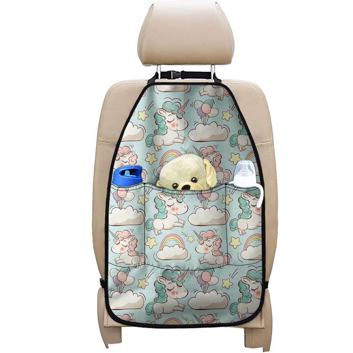 Cute Rainbow Unicorn Pattern Print Car Seat Organizers