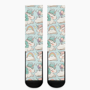 Cute Rainbow Unicorn Pattern Print Crew Socks