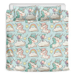 Cute Rainbow Unicorn Pattern Print Duvet Cover Bedding Set