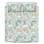 Cute Rainbow Unicorn Pattern Print Duvet Cover Bedding Set