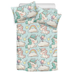 Cute Rainbow Unicorn Pattern Print Duvet Cover Bedding Set