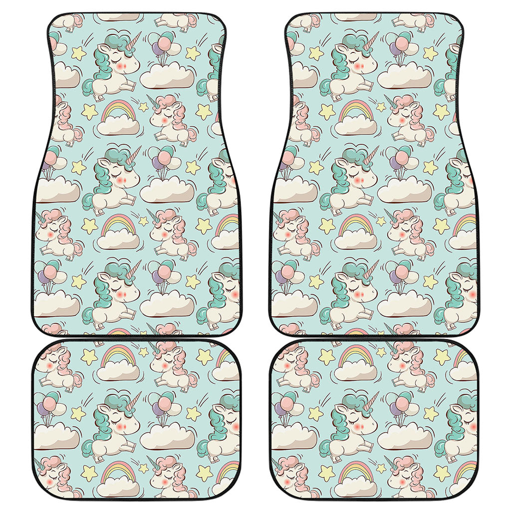Cute Rainbow Unicorn Pattern Print Front and Back Car Floor Mats