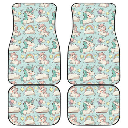 Cute Rainbow Unicorn Pattern Print Front and Back Car Floor Mats