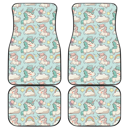 Cute Rainbow Unicorn Pattern Print Front and Back Car Floor Mats