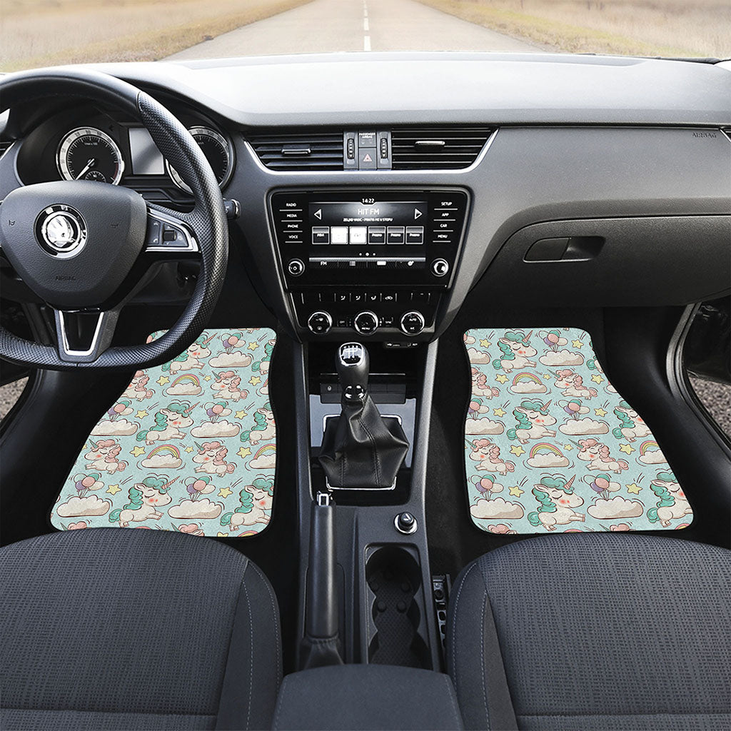 Cute Rainbow Unicorn Pattern Print Front and Back Car Floor Mats