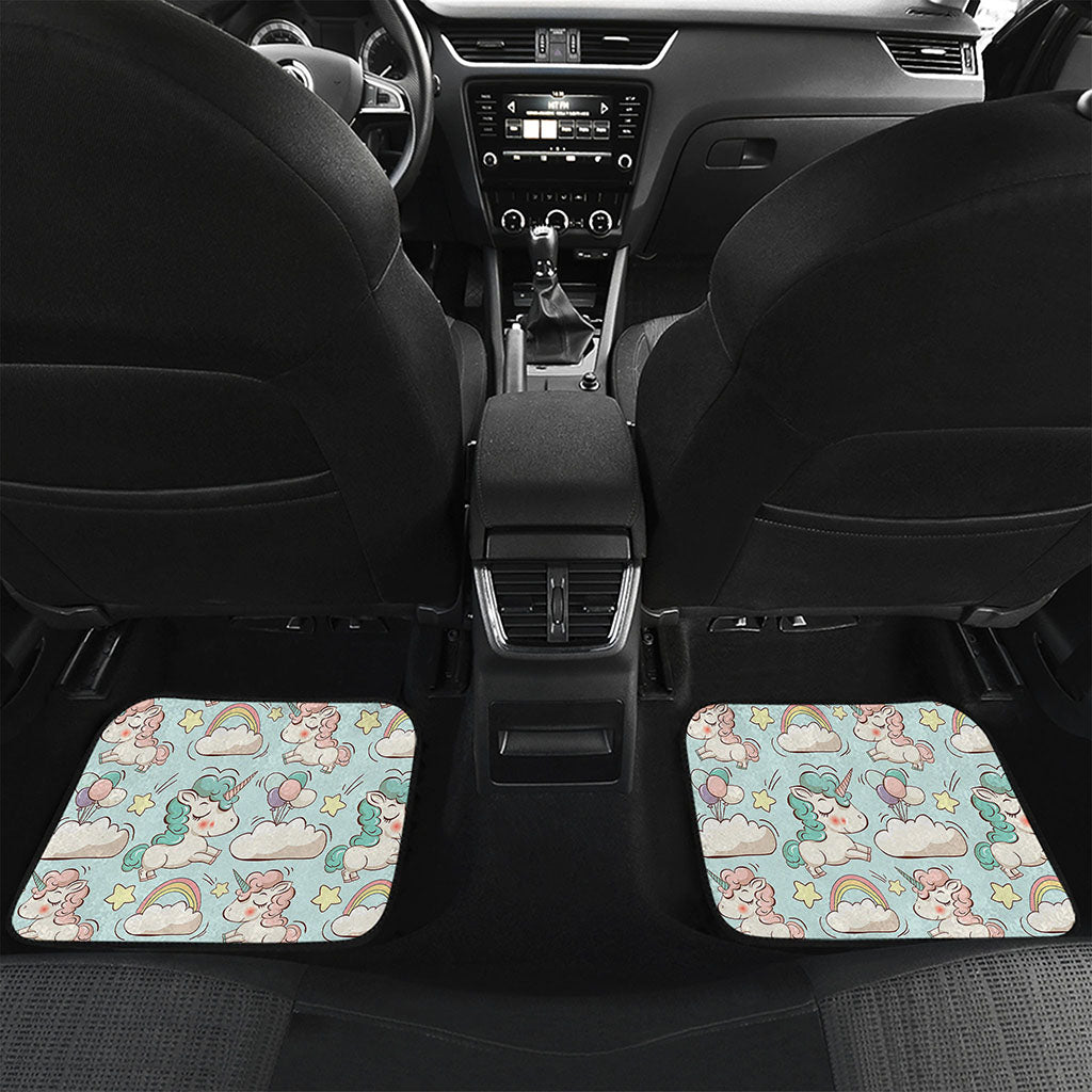 Cute Rainbow Unicorn Pattern Print Front and Back Car Floor Mats