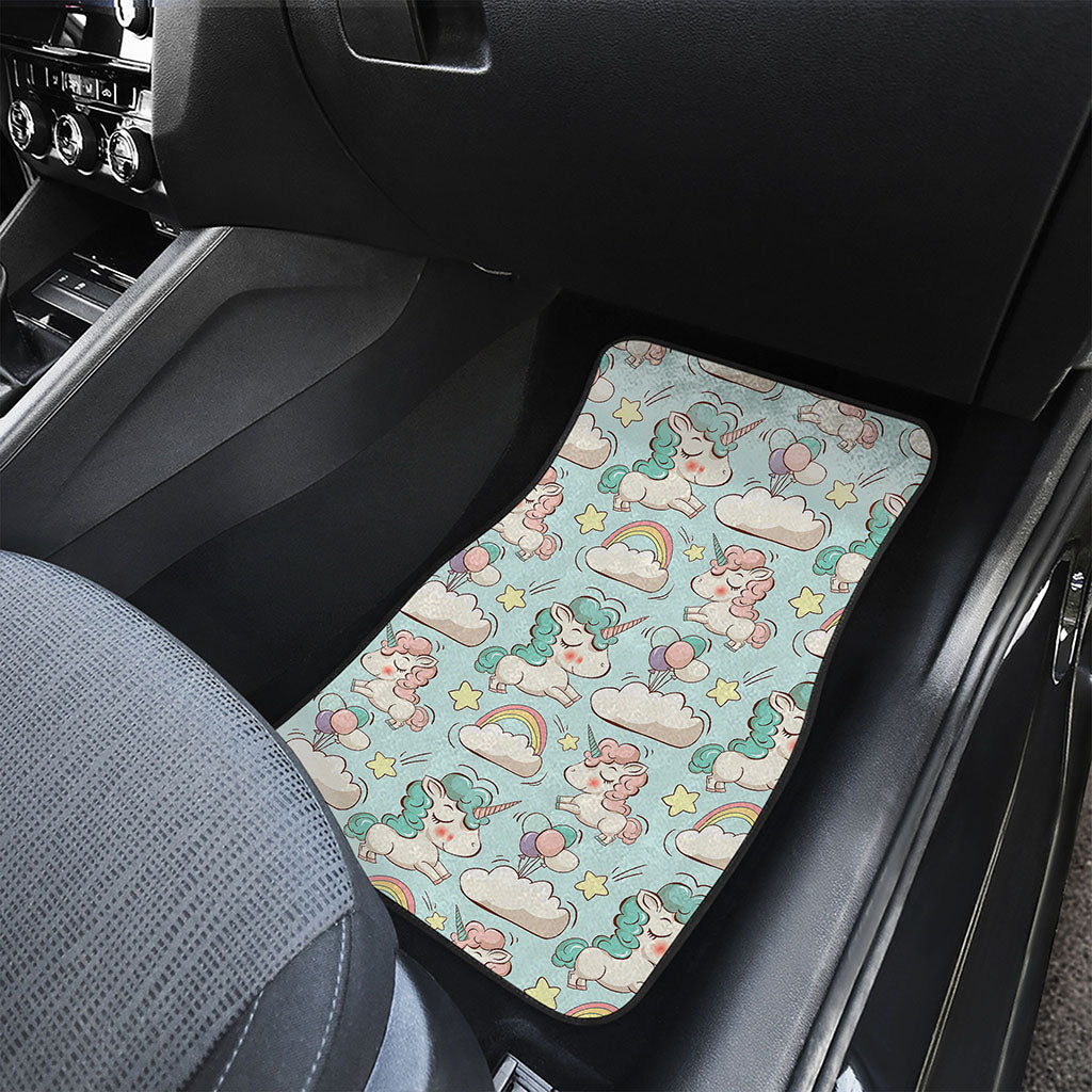 Cute Rainbow Unicorn Pattern Print Front and Back Car Floor Mats