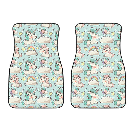 Cute Rainbow Unicorn Pattern Print Front Car Floor Mats
