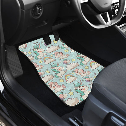 Cute Rainbow Unicorn Pattern Print Front Car Floor Mats
