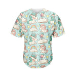 Cute Rainbow Unicorn Pattern Print Men's Baseball Jersey