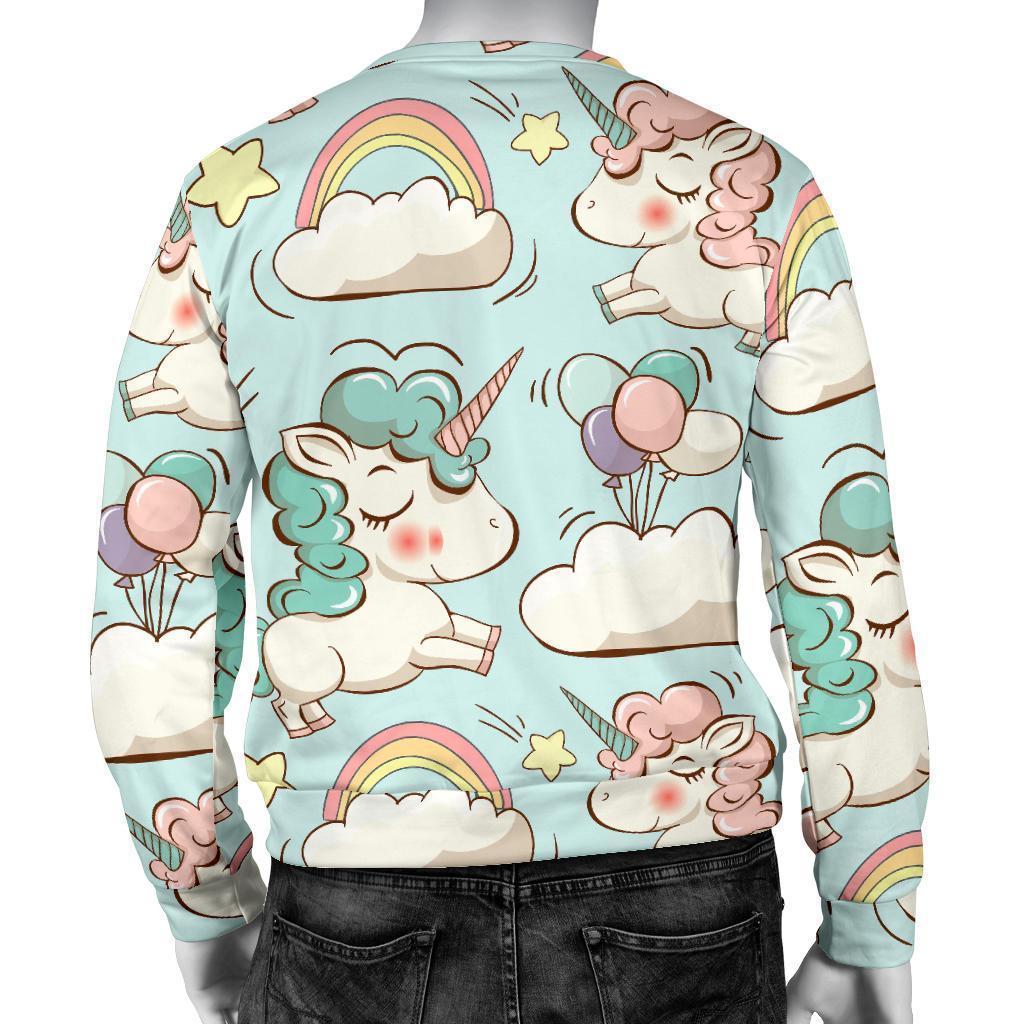 Cute Rainbow Unicorn Pattern Print Men's Crewneck Sweatshirt GearFrost