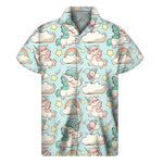Cute Rainbow Unicorn Pattern Print Men's Short Sleeve Shirt