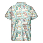 Cute Rainbow Unicorn Pattern Print Men's Short Sleeve Shirt