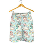 Cute Rainbow Unicorn Pattern Print Men's Shorts