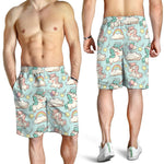 Cute Rainbow Unicorn Pattern Print Men's Shorts