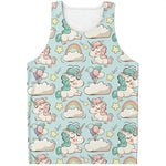 Cute Rainbow Unicorn Pattern Print Men's Tank Top
