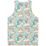 Cute Rainbow Unicorn Pattern Print Men's Tank Top