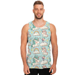 Cute Rainbow Unicorn Pattern Print Men's Tank Top