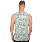Cute Rainbow Unicorn Pattern Print Men's Tank Top