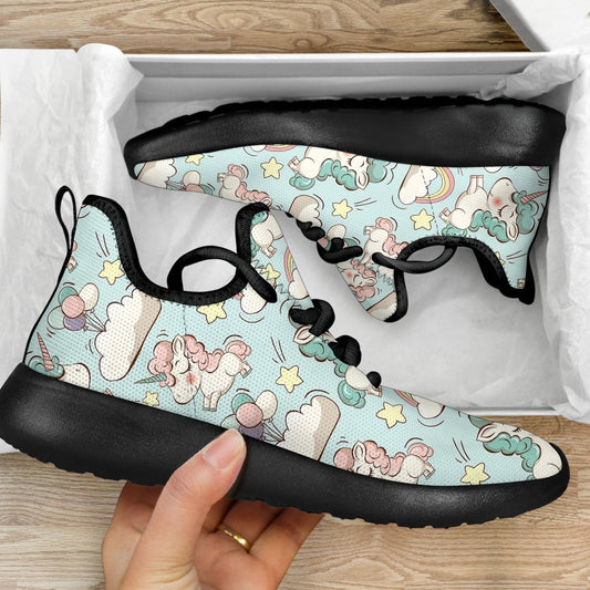Cute Rainbow Unicorn Pattern Print Mesh Knit Shoes GearFrost