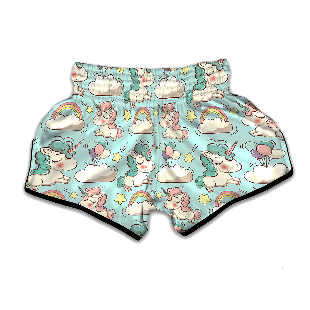 Cute Rainbow Unicorn Pattern Print Muay Thai Boxing Shorts