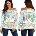 Cute Rainbow Unicorn Pattern Print Off The Shoulder Sweatshirt