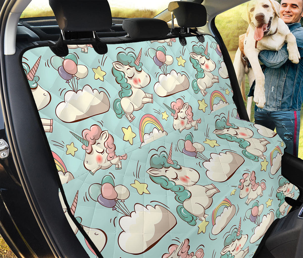 Cute Rainbow Unicorn Pattern Print Pet Car Back Seat Cover