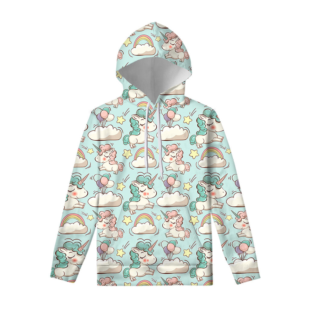 Cute Rainbow Unicorn Pattern Print Pullover Hoodie