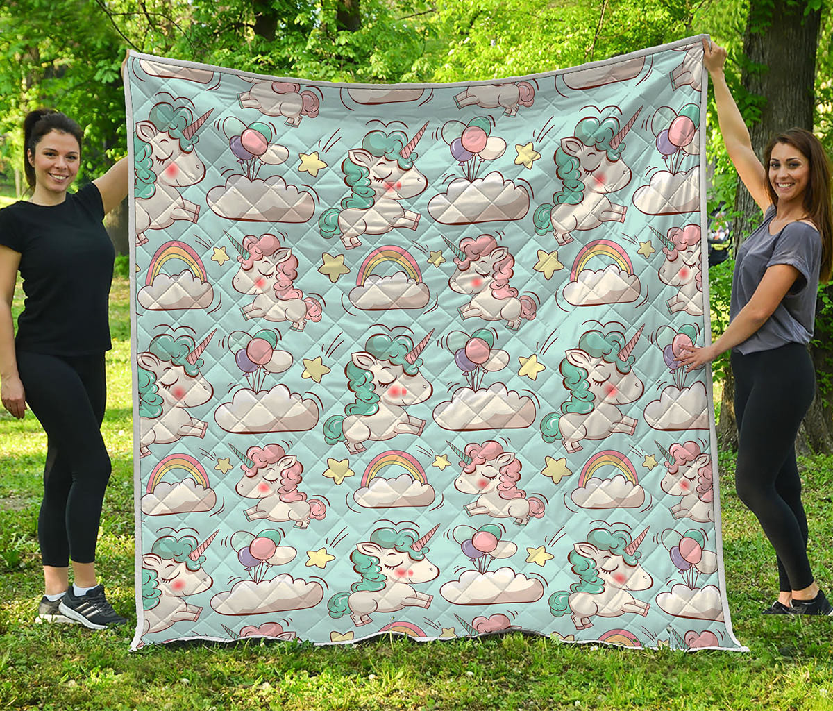 Cute Rainbow Unicorn Pattern Print Quilt