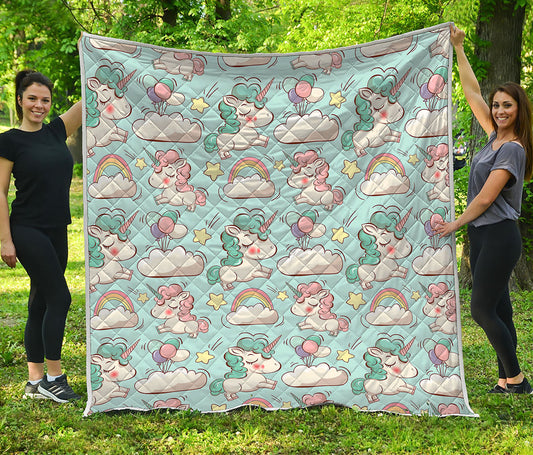 Cute Rainbow Unicorn Pattern Print Quilt