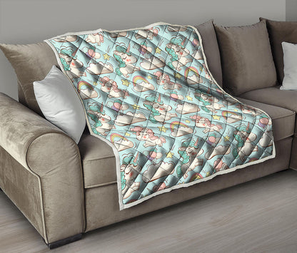 Cute Rainbow Unicorn Pattern Print Quilt