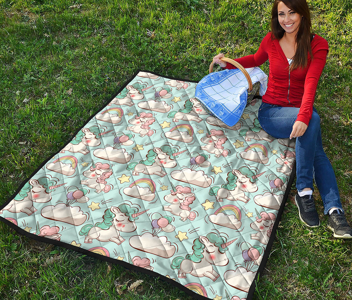 Cute Rainbow Unicorn Pattern Print Quilt