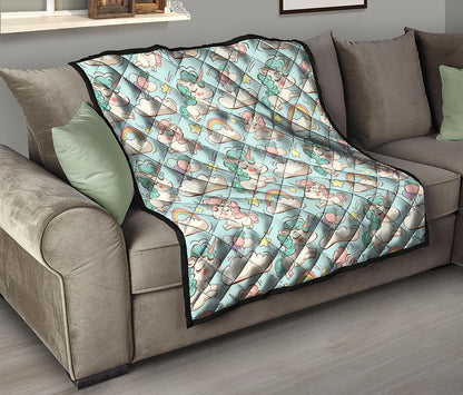 Cute Rainbow Unicorn Pattern Print Quilt