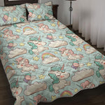Cute Rainbow Unicorn Pattern Print Quilt Bed Set