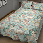 Cute Rainbow Unicorn Pattern Print Quilt Bed Set