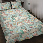 Cute Rainbow Unicorn Pattern Print Quilt Bed Set