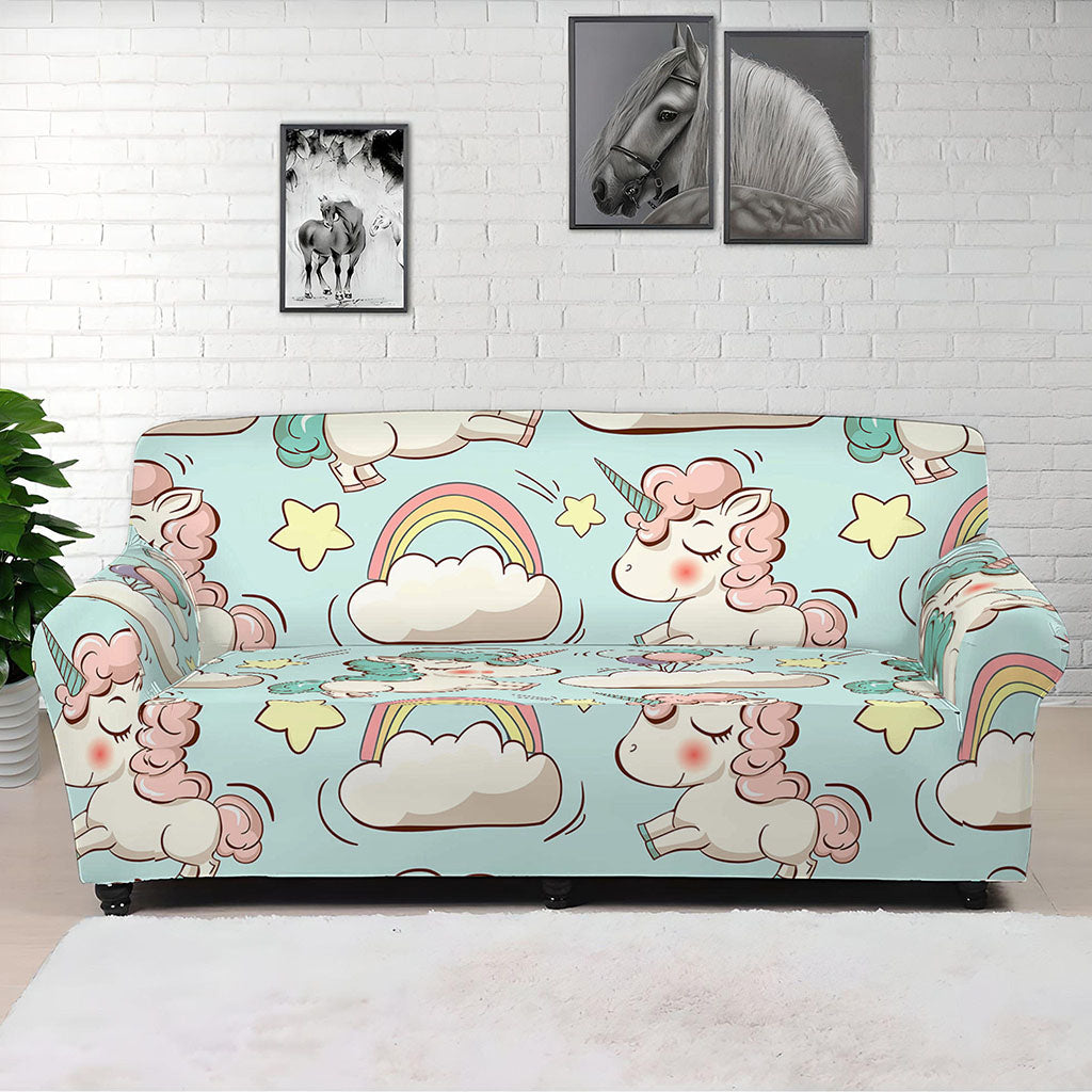 Cute Rainbow Unicorn Pattern Print Sofa Cover