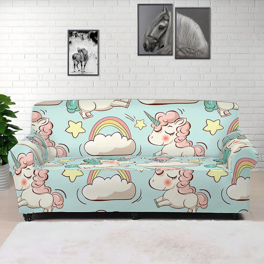 Cute Rainbow Unicorn Pattern Print Sofa Cover