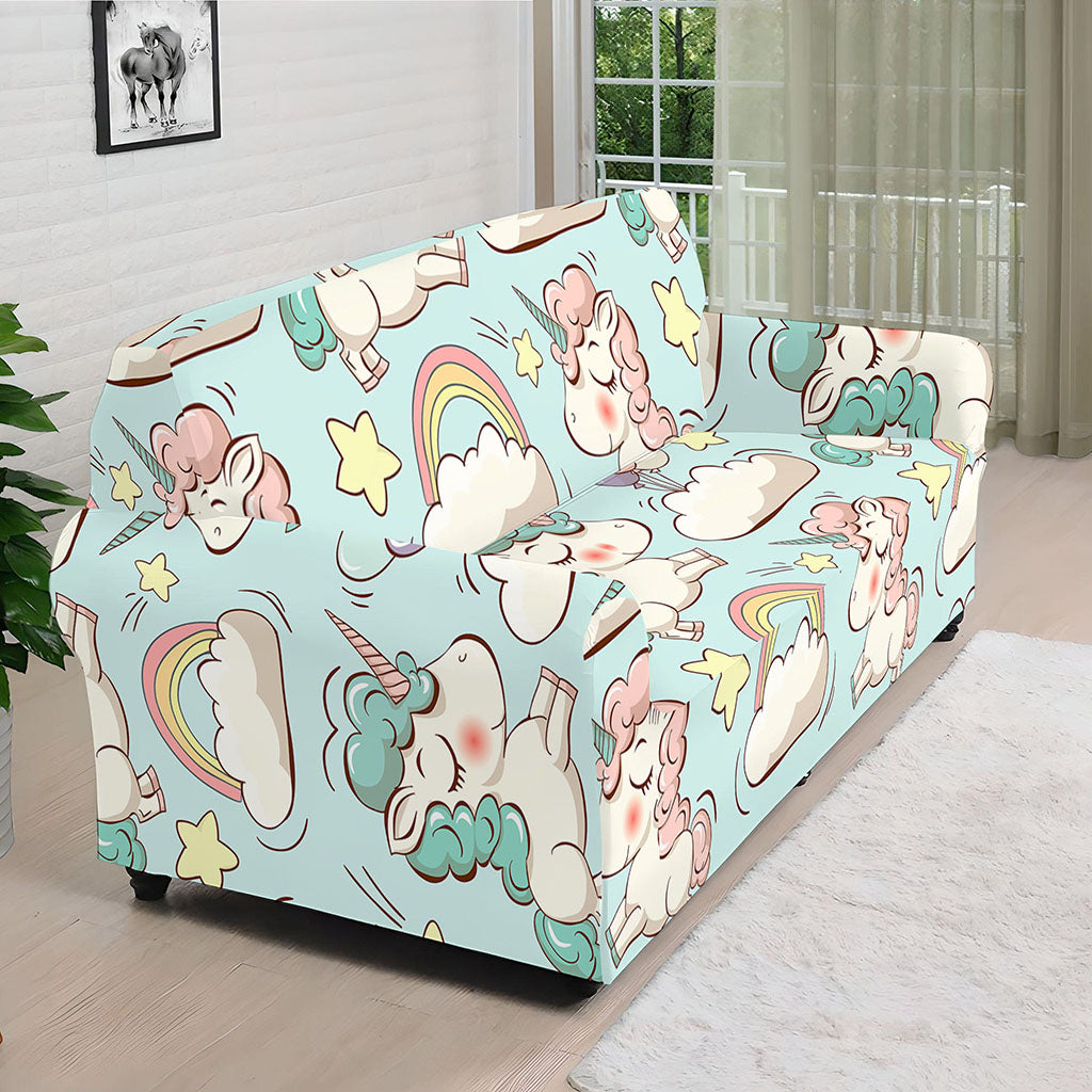 Cute Rainbow Unicorn Pattern Print Sofa Cover