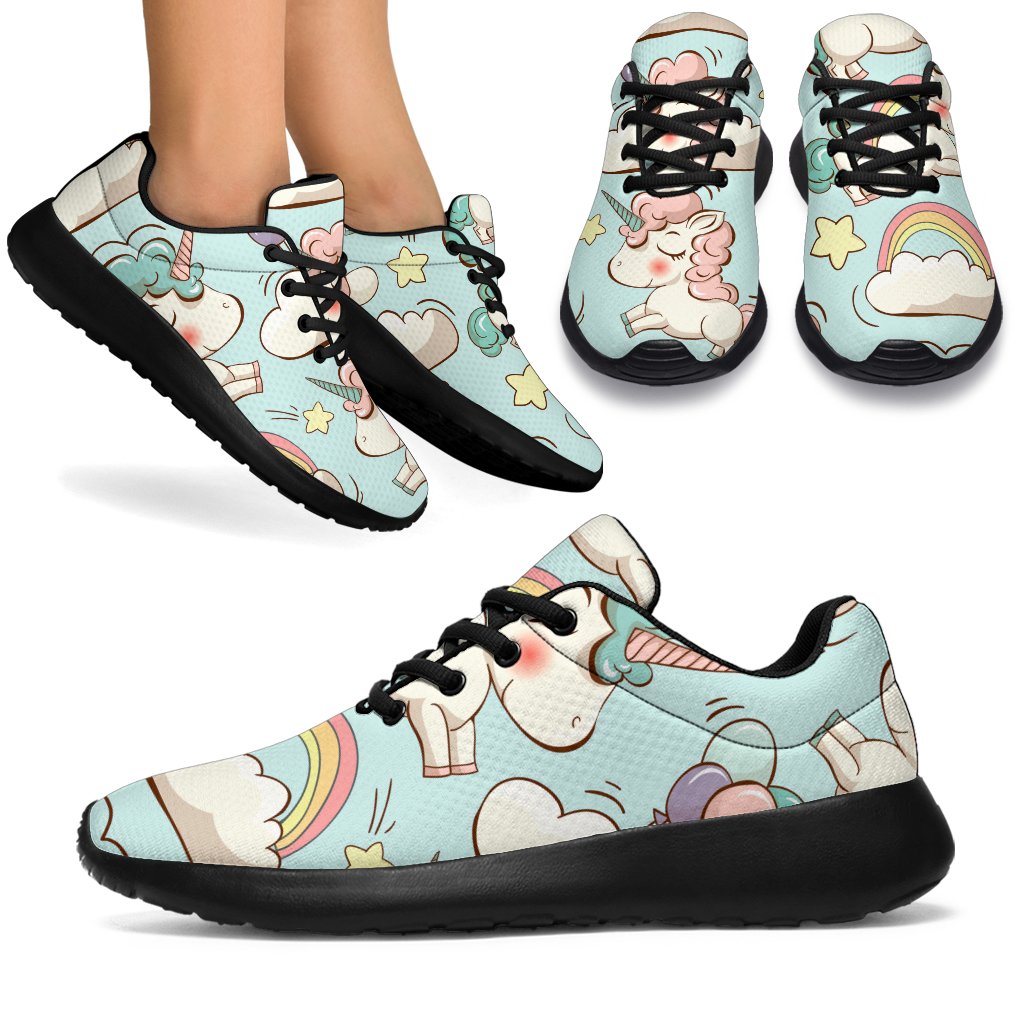 Cute Rainbow Unicorn Pattern Print Sport Shoes GearFrost