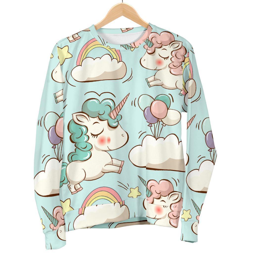 Cute Rainbow Unicorn Pattern Print Women's Crewneck Sweatshirt GearFrost