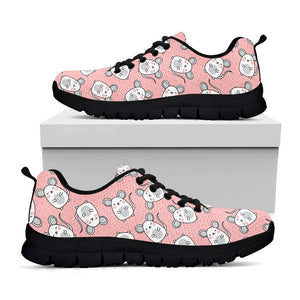 Cute Rat Pattern Print Black Sneakers