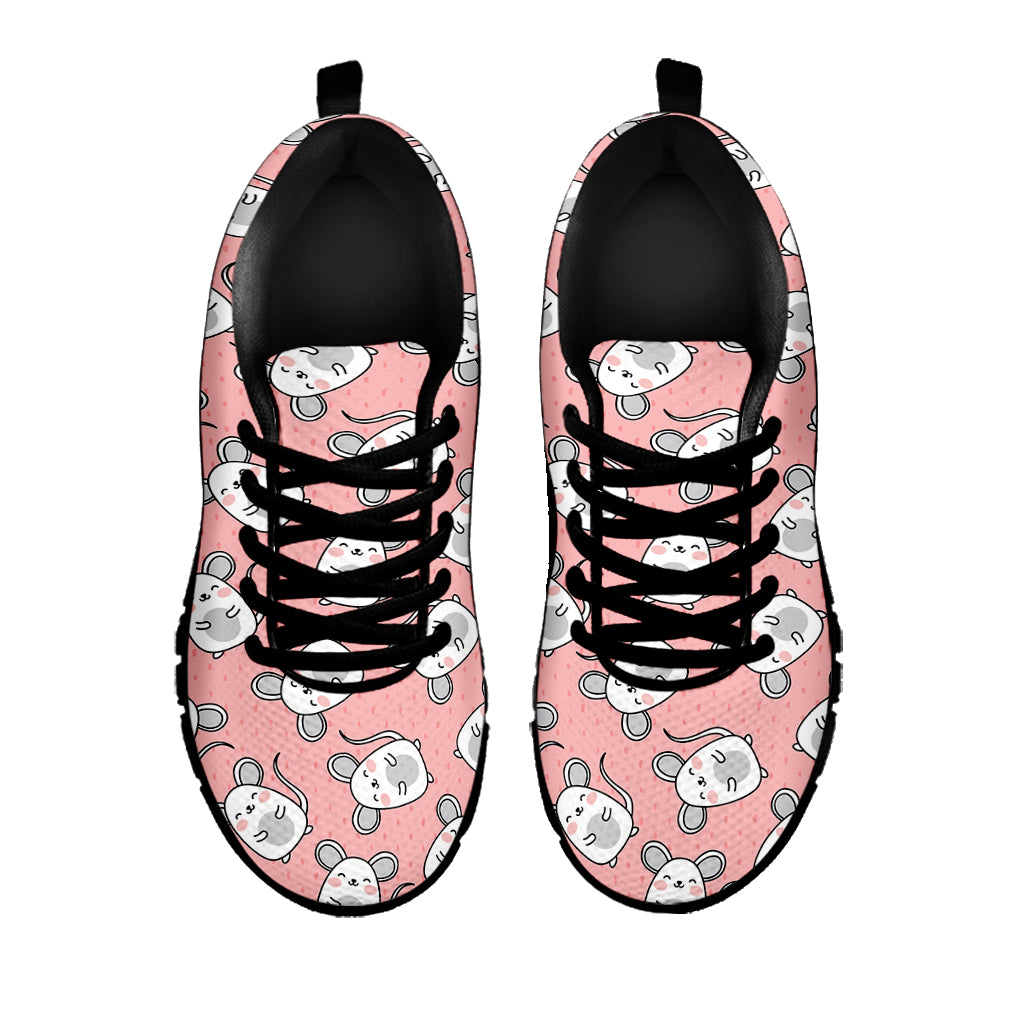 Cute Rat Pattern Print Black Sneakers